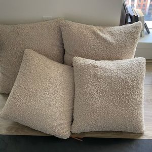 4 Cream Boucle Pillow Covers